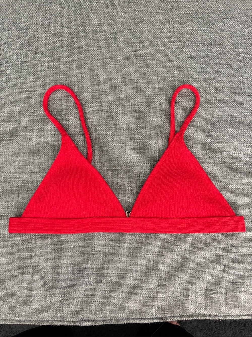 SHEIN Classic Red Ribbed Triangle Bikini